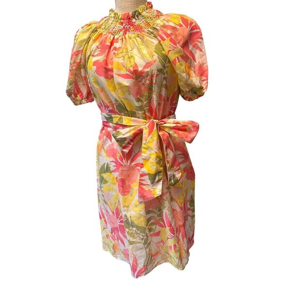 NWT Roller Rabbit Imza Ainsley Dress Pink Green Floral Sz S Tropical Cottage - Picture 15 of 16